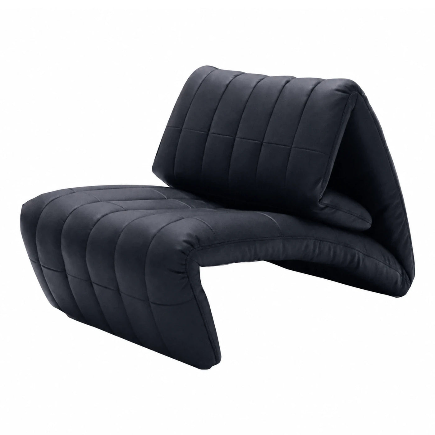 Black Quilted Fabric Lounge Chair