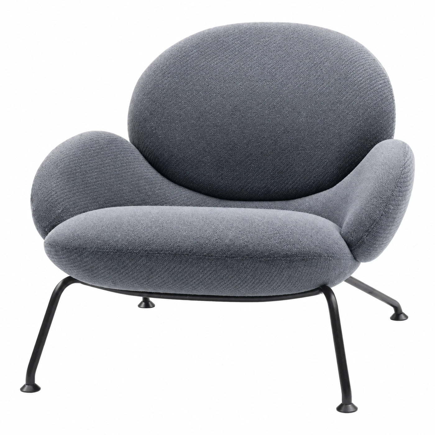 Grey Fabric Lounge Chair with Metal Legs