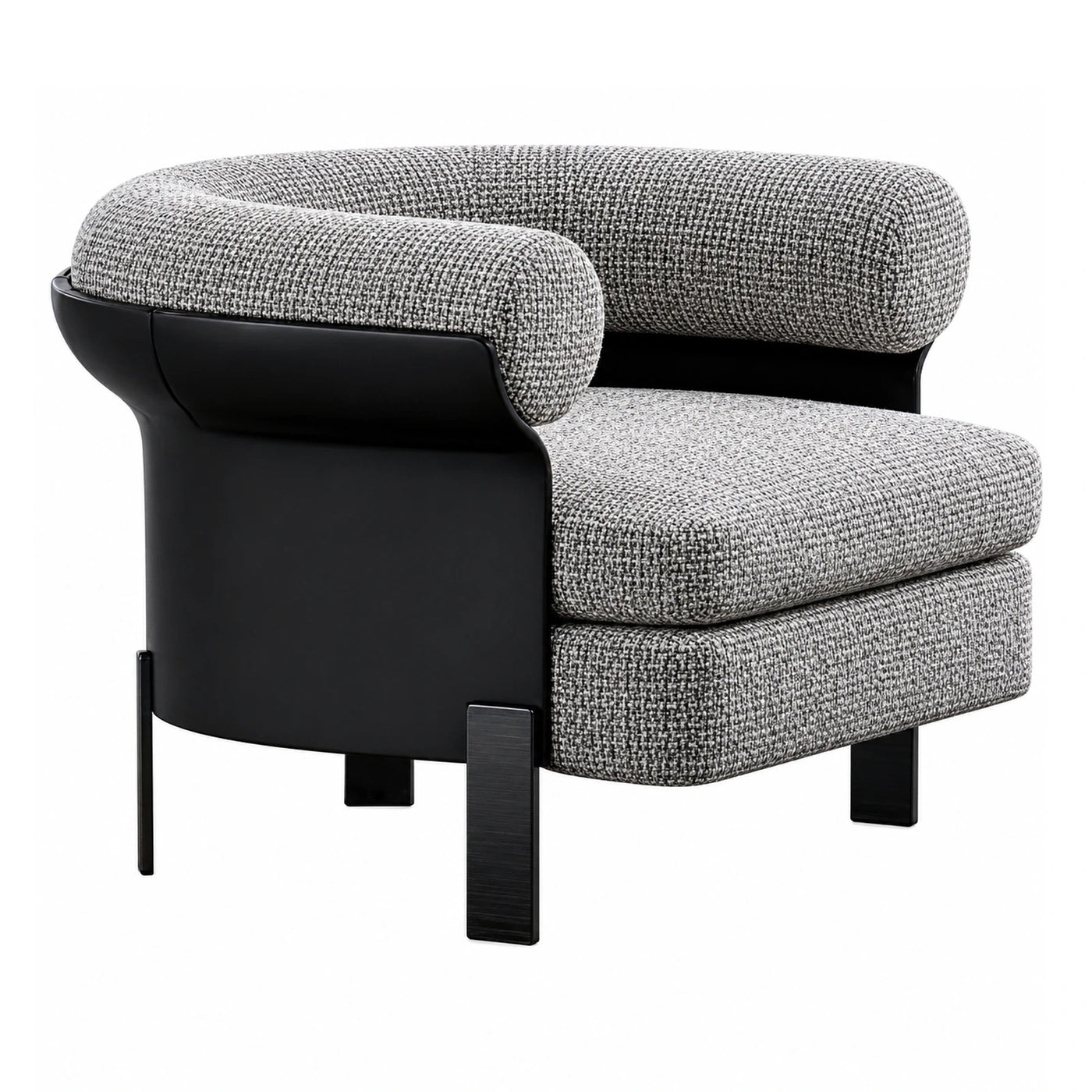 Modern Grey Boucle Armchair with Black Frame