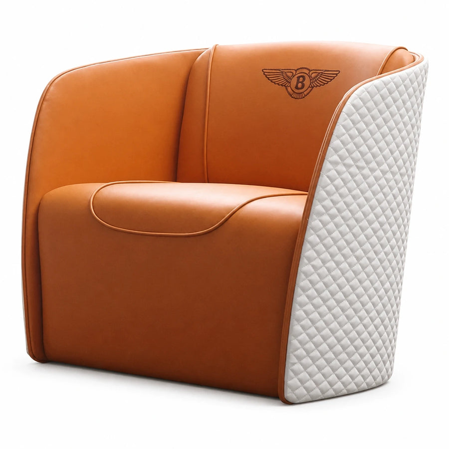 Two-Tone Leather Armchair with Quilted Side Panel