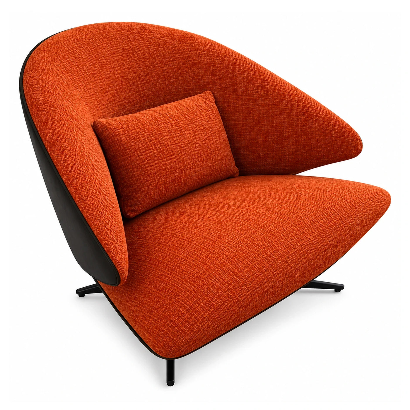 Orange Fabric Lounge Chair with Black Frame