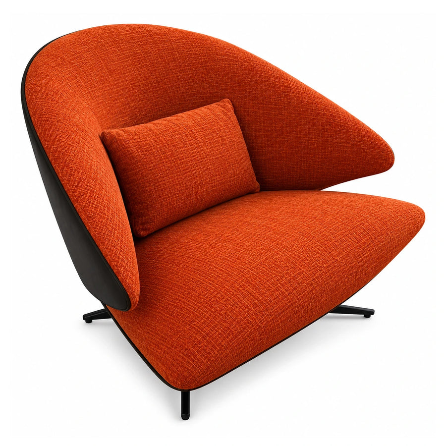 Orange Fabric Lounge Chair with Black Frame