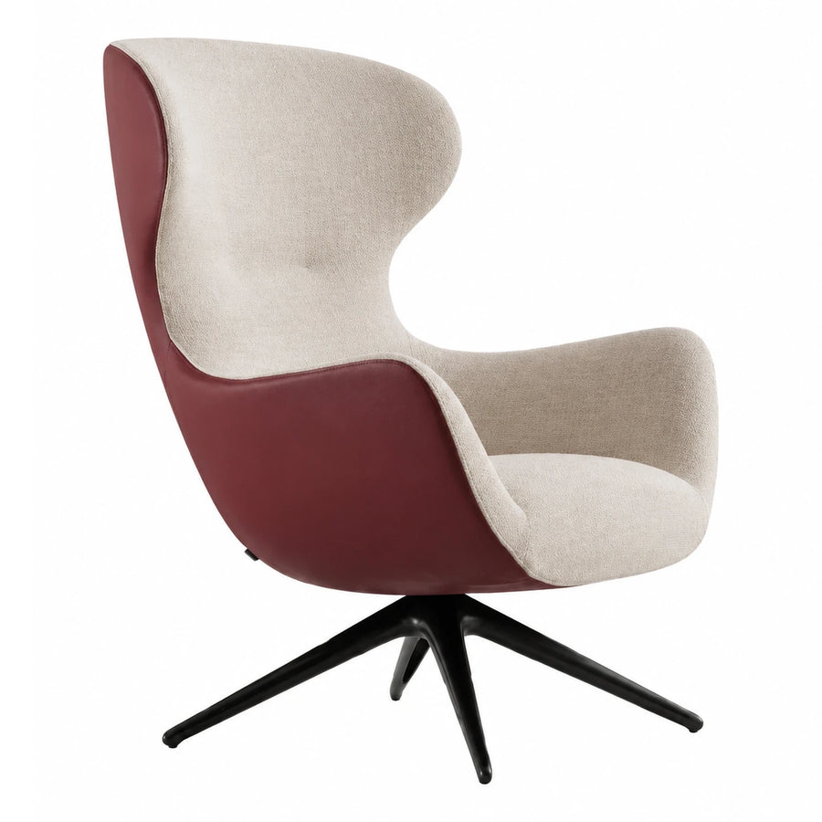 Two-Tone Swivel Lounge Chair with Black Base
