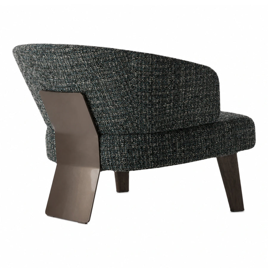 Dark Tweed Fabric Lounge Chair with Metal Back Accent