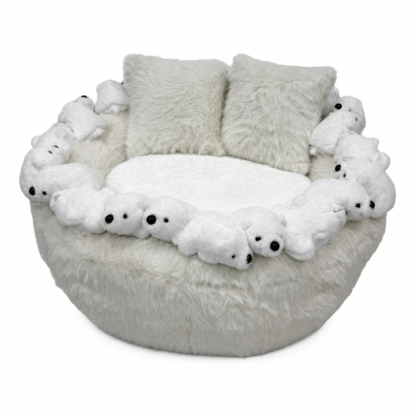 White Plush Polar Bear Accent Chair