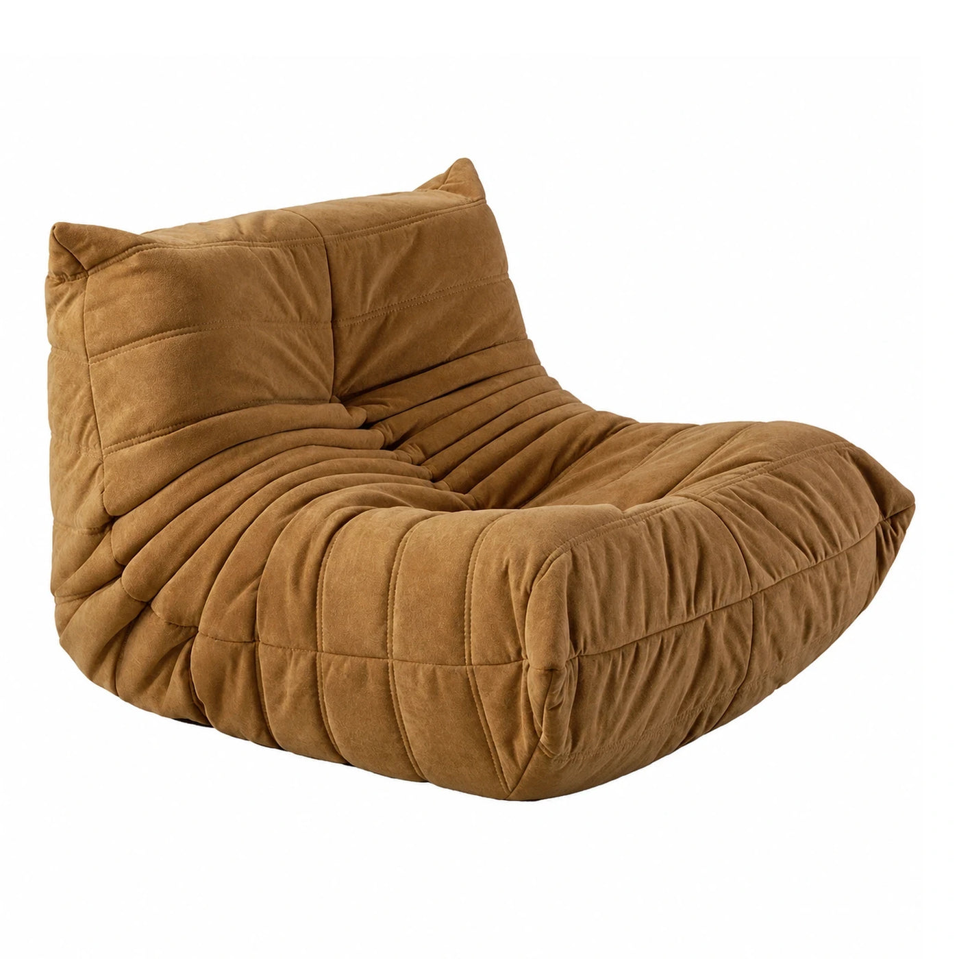 Brown Quilted Fabric Floor Lounge Chair