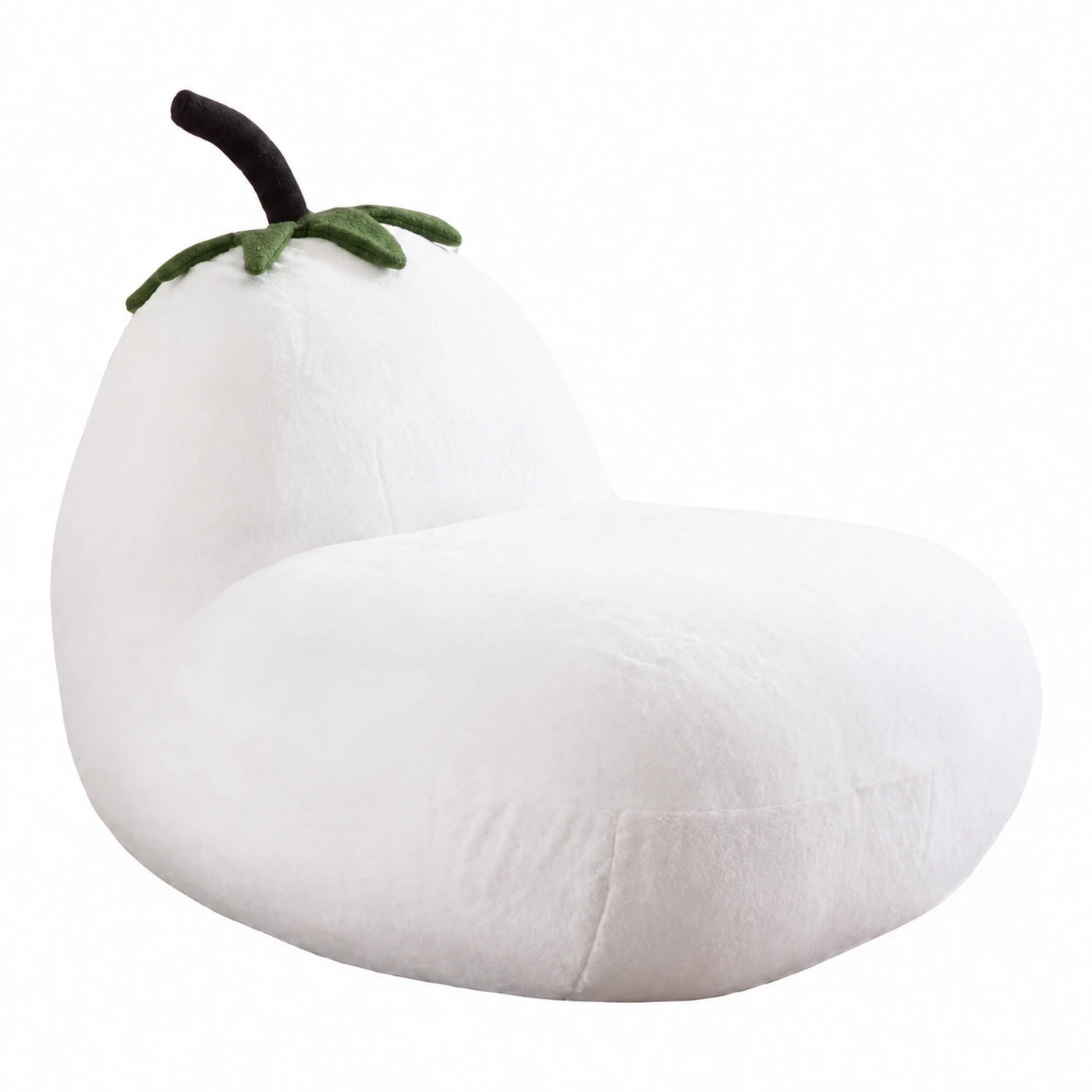 White Eggplant Shaped Plush Lounge Chair