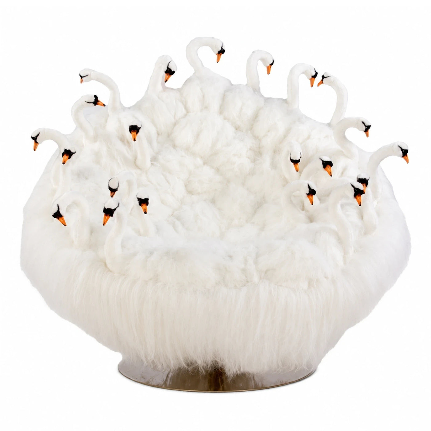 White Swan Shaped Faux Fur Lounge Chair