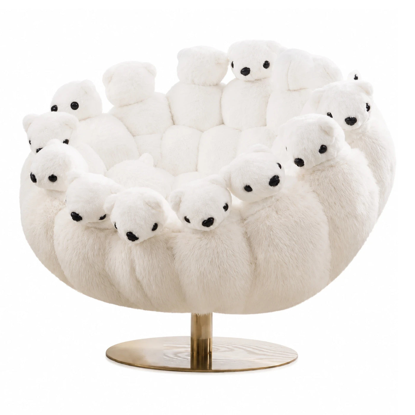 White Polar Bear Swivel Lounge Chair