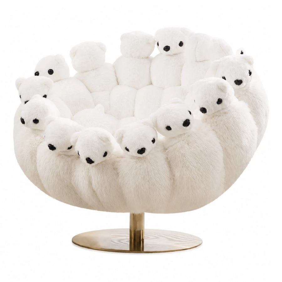 White Polar Bear Swivel Lounge Chair
