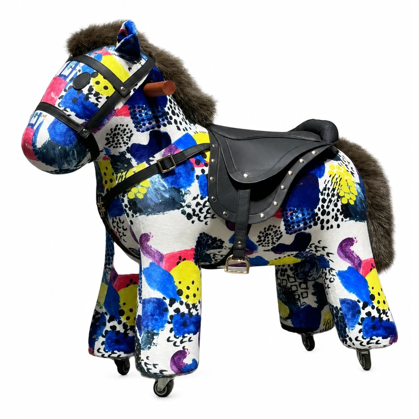 Colorful Abstract Print Ride-On Horse Stool