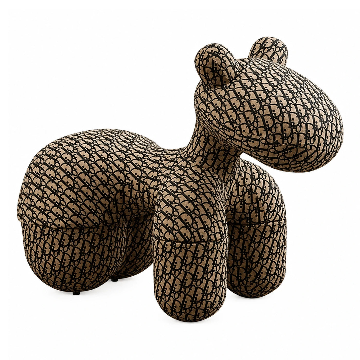 Bear Shaped Patterned Fabric Ottoman Stool