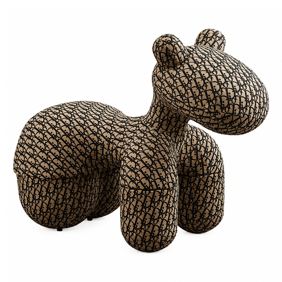 Bear Shaped Patterned Fabric Ottoman Stool