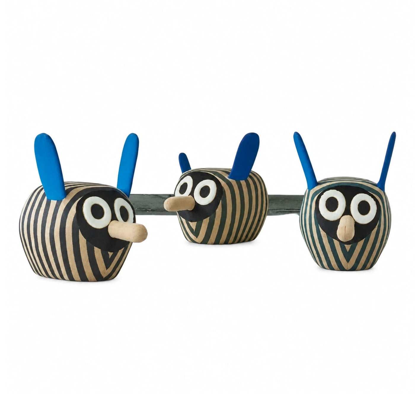 Whimsical Owl Wall Hooks with Blue Ears