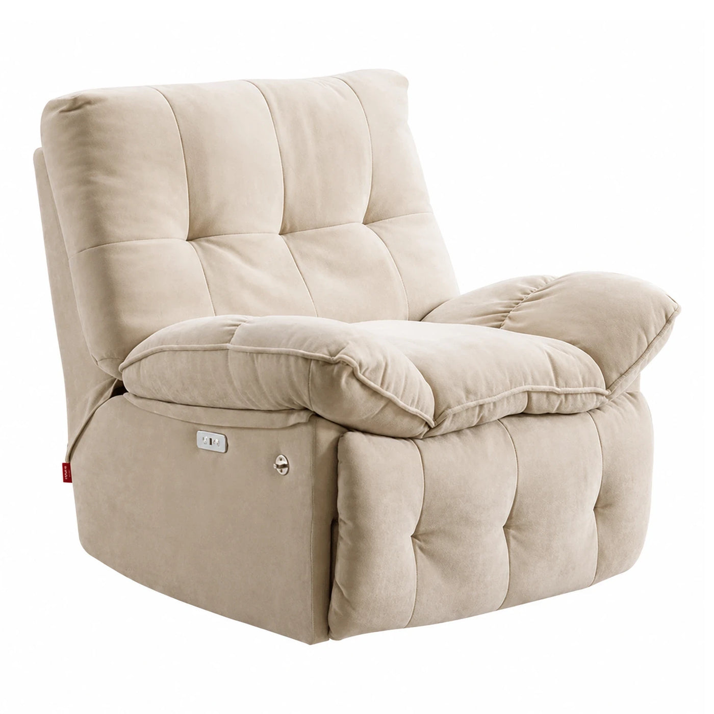 Beige Fabric Power Recliner Armchair
