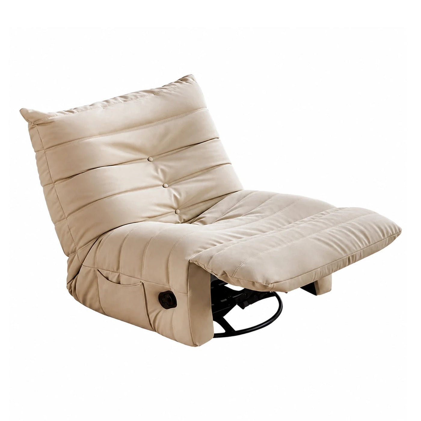 Beige Reclining Floor Chair with Adjustable Backrest