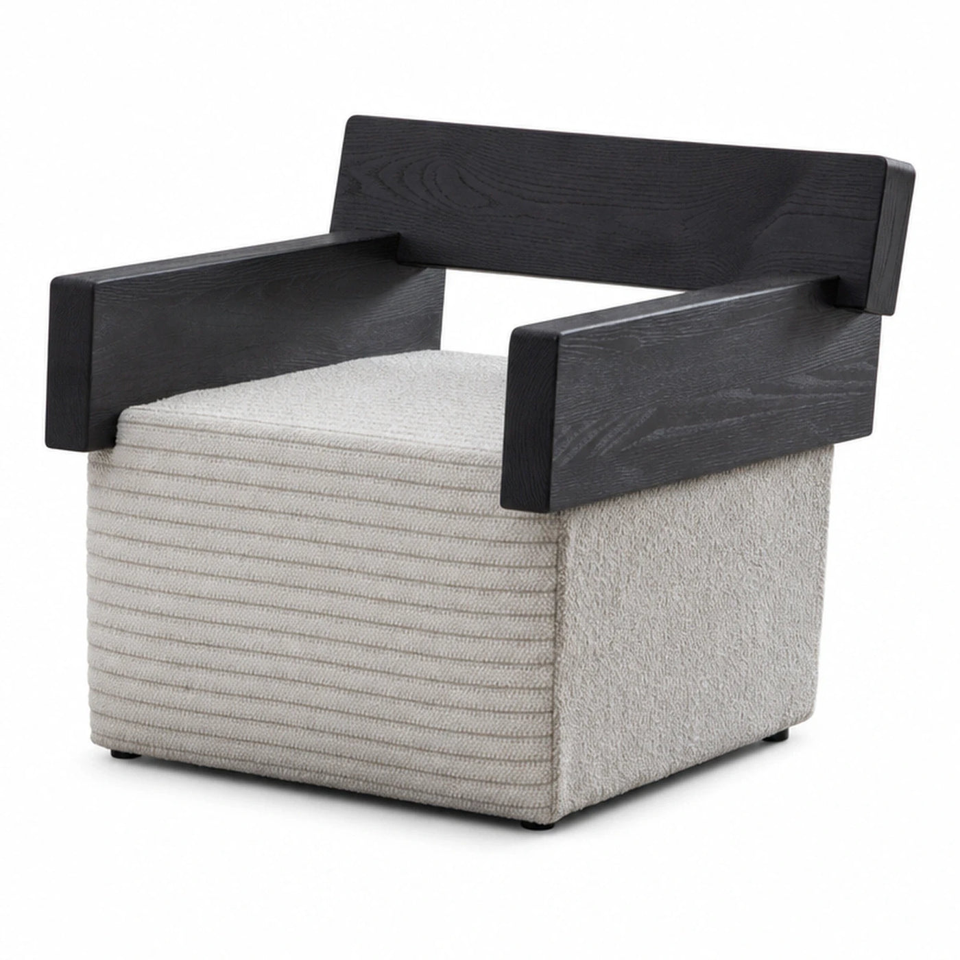 Black Wood Frame Boucle Lounge Chair