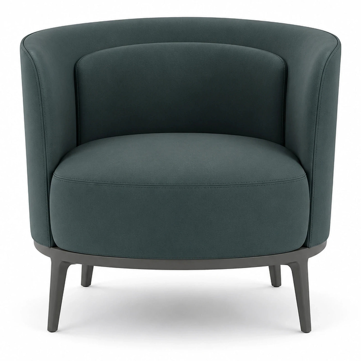 Dark Green Upholstered Tub Armchair with Wooden Legs