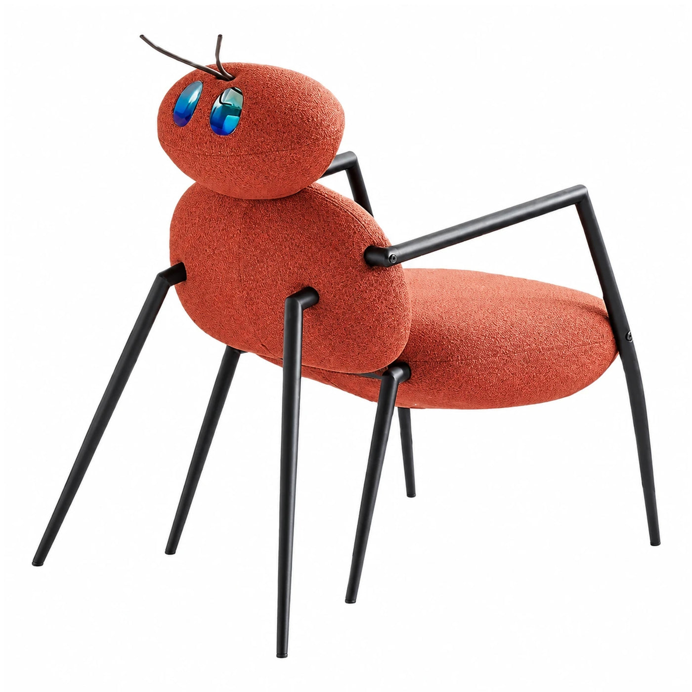 Red Ant-Shaped Lounge Chair with Black Metal Legs
