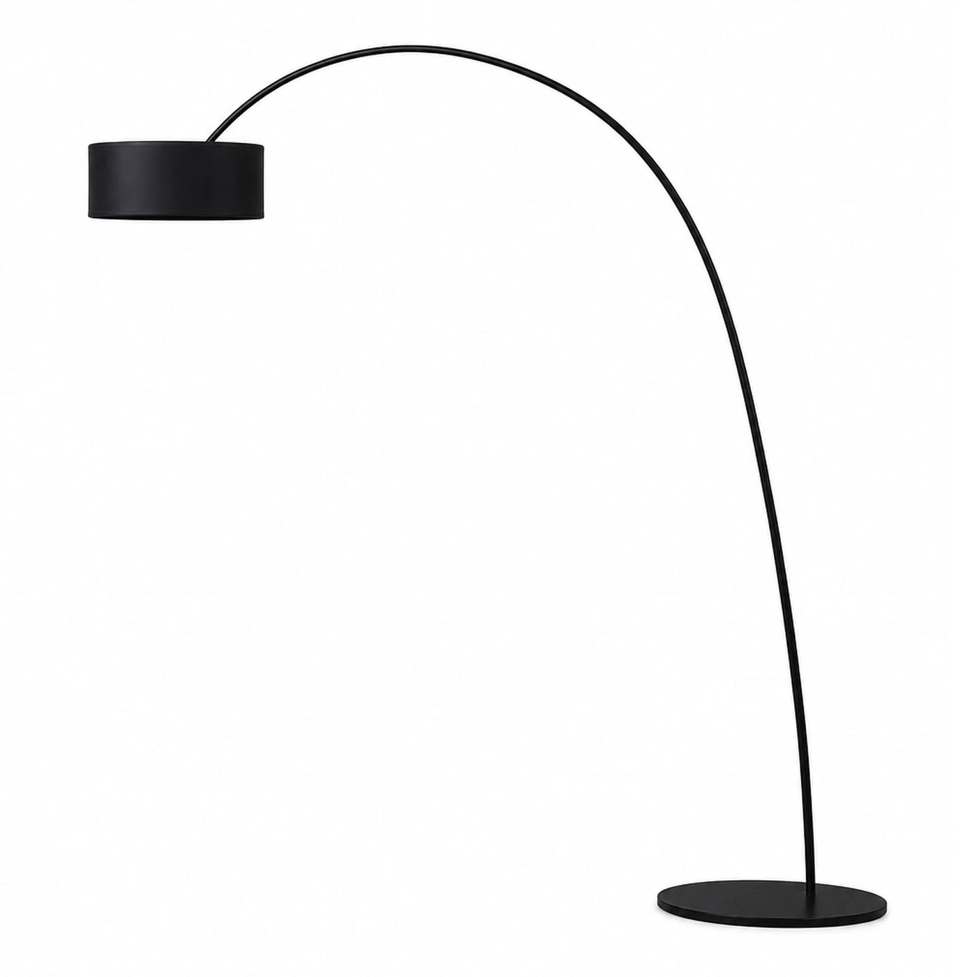 Black Arc Floor Lamp with Cylindrical Shade