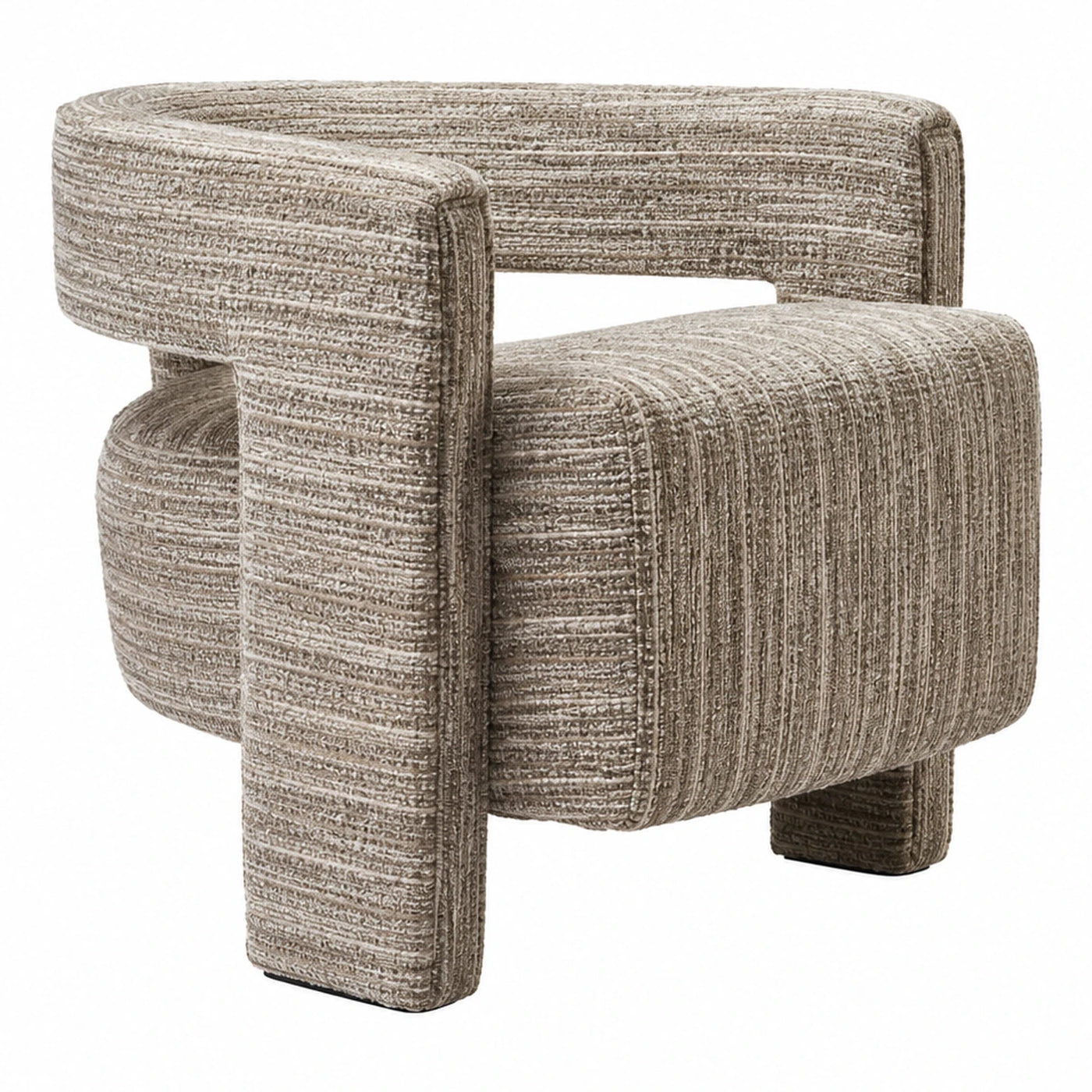 Beige Textured Boucle Lounge Chair