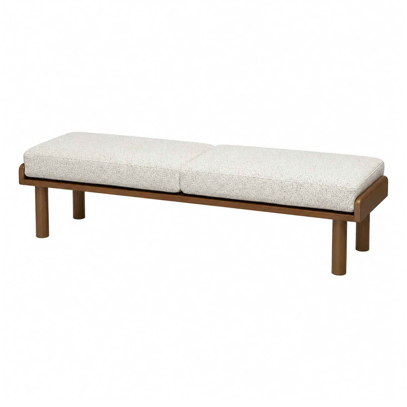 Modern Wooden Bench with Cream Cushions