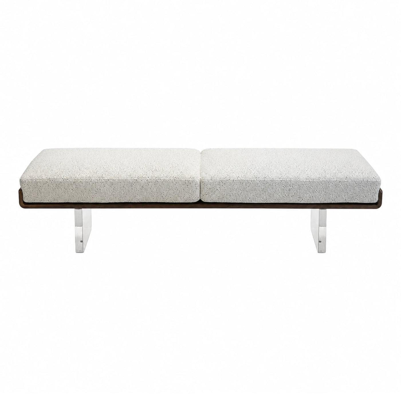 Modern White Upholstered Bench with Acrylic Legs