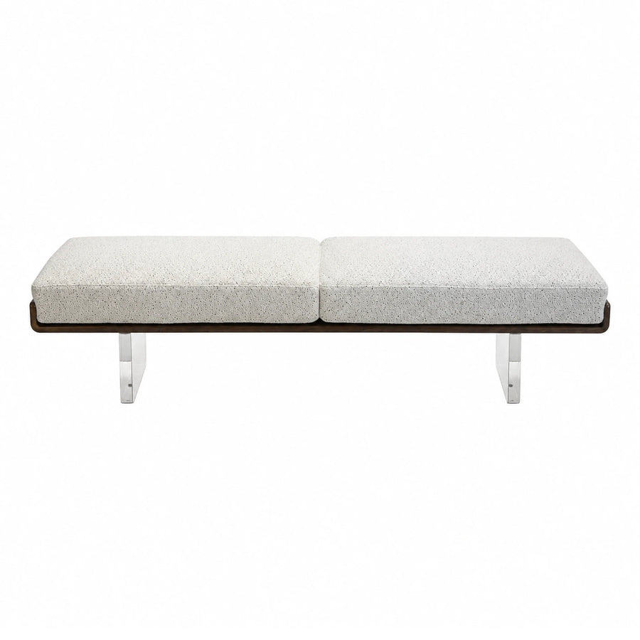 Modern White Upholstered Bench with Acrylic Legs