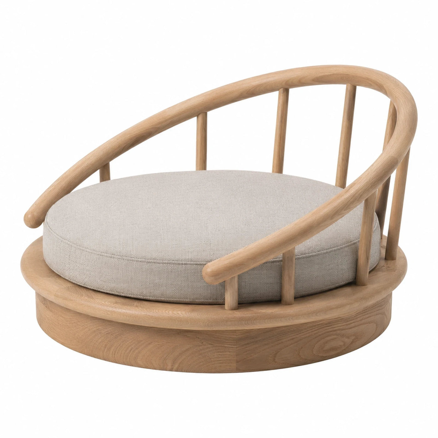 Round Wooden Lounge Chair with Cushion
