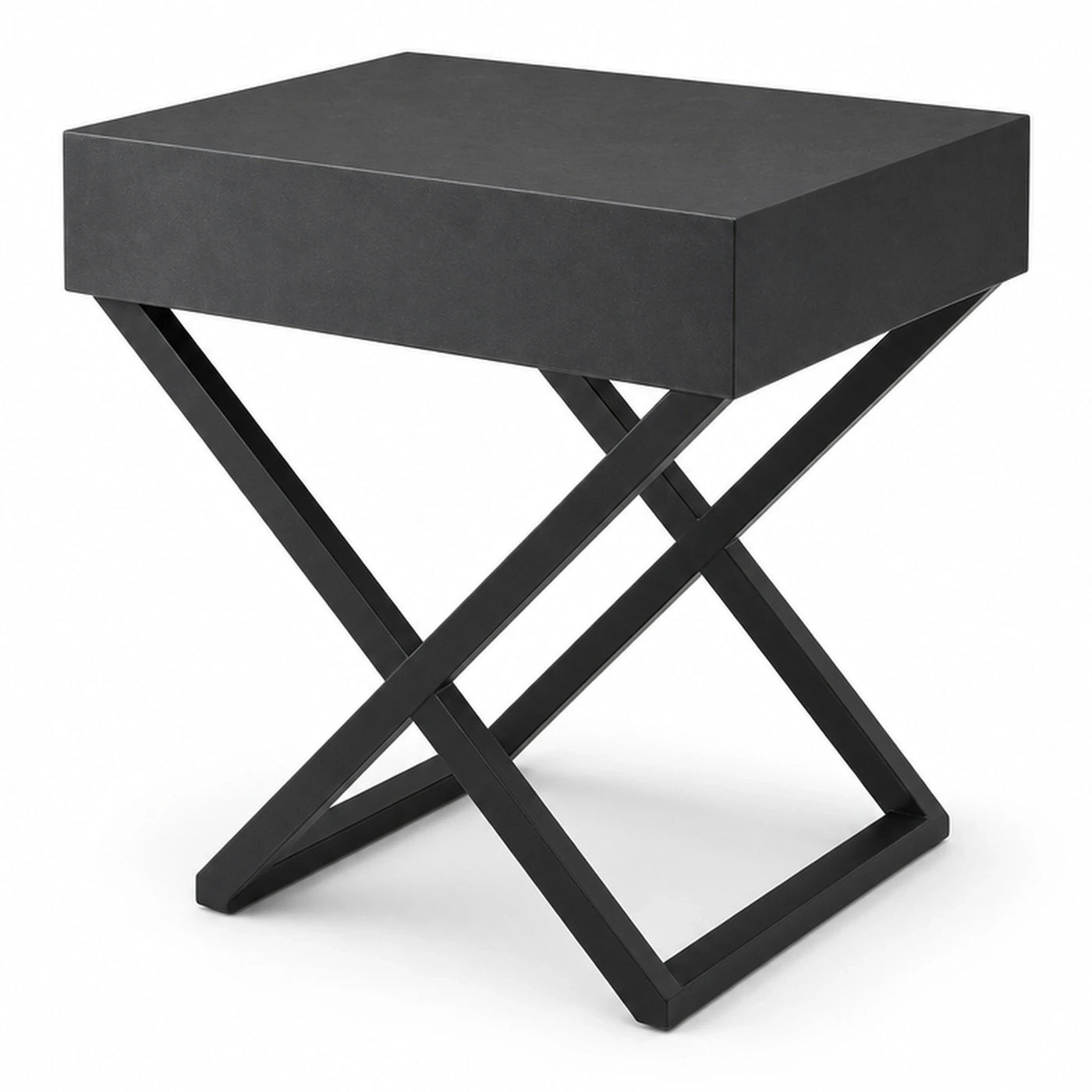 Black X-Base Console Table with Thick Top