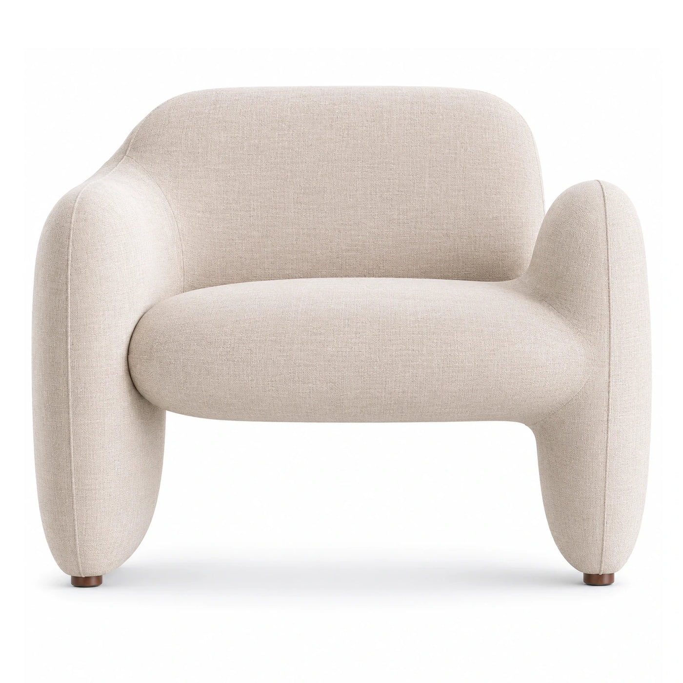 Beige Fabric Lounge Chair with Rounded Arms