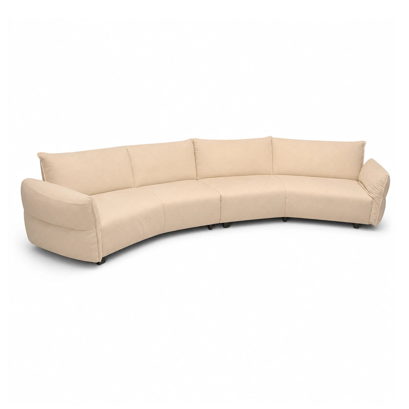 Wide Plank Curved Beige Fabric Sectional Sofa Sectionals