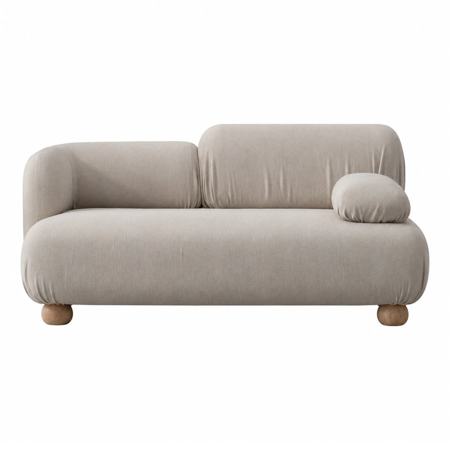 Beige Fabric Sofa with Wooden Legs