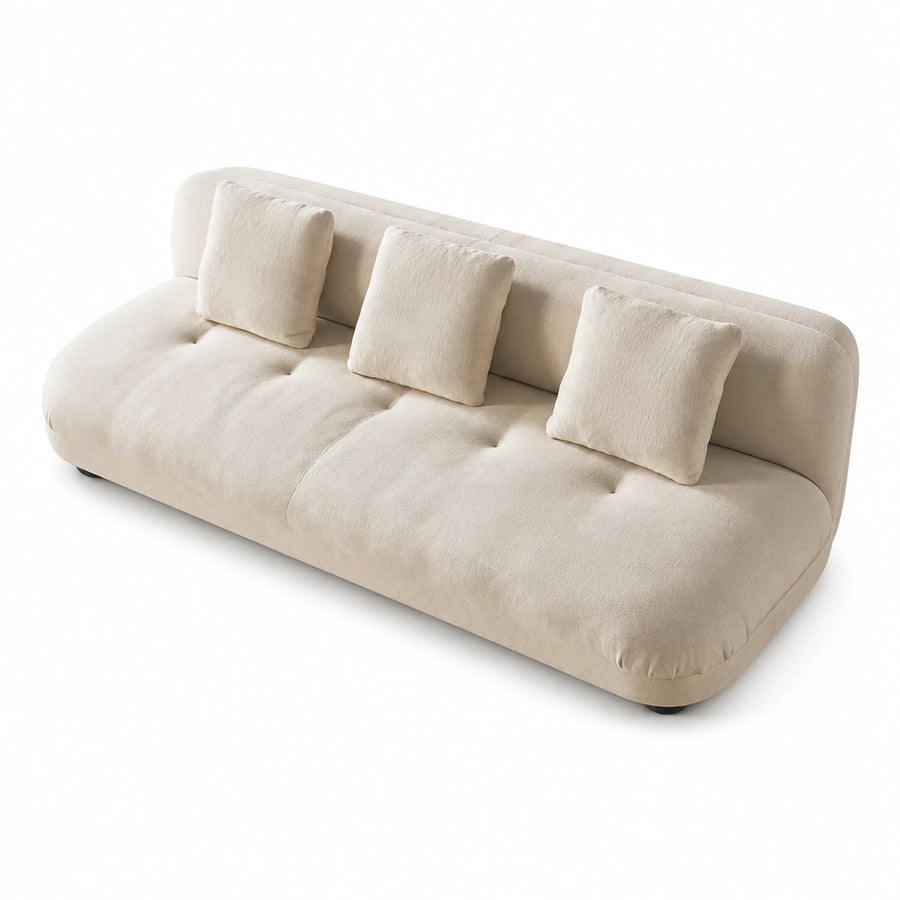 Linear Cream Fabric Modular Sofa with Three Cushions Sofas