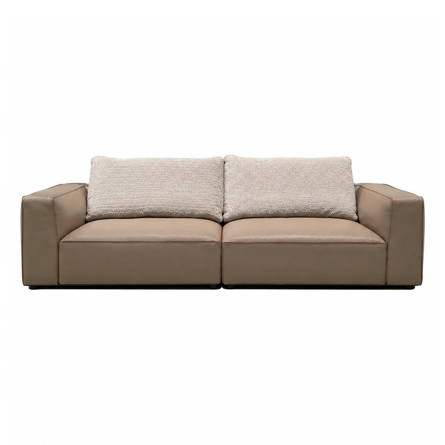 Beige Leather Modular Sofa with Textured Cushions