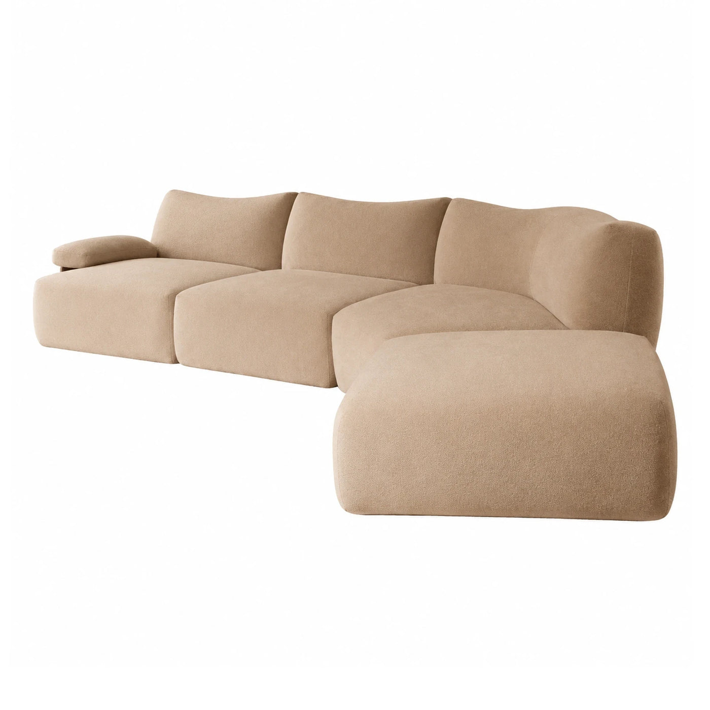Beige Modular Sectional Sofa with Curved Design