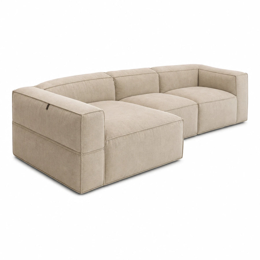 Fabric Wide Plank Beige Modular Sectional Sofa with Chaise Sectionals