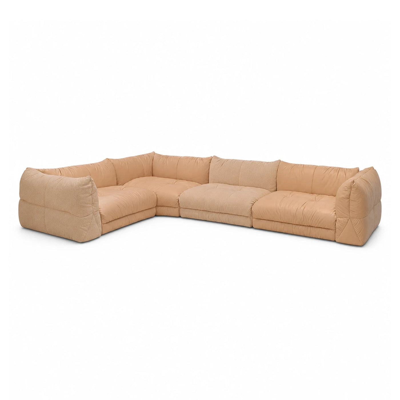 Beige Modular Sectional Sofa with Plush Cushions