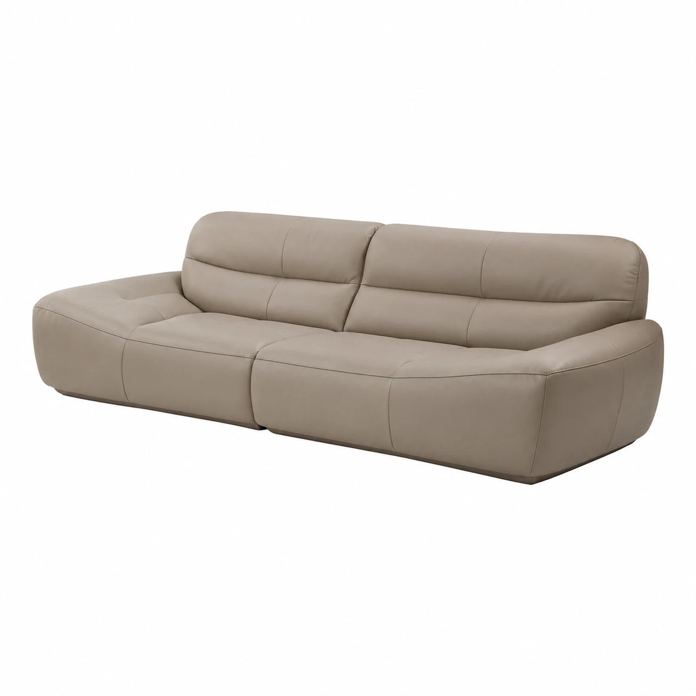 Beige Leather Modular Sofa with Low Profile