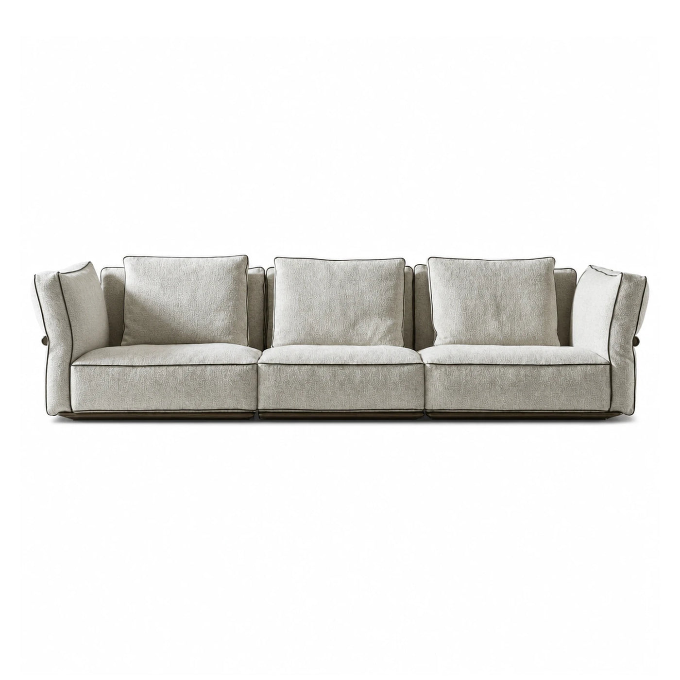 Beige Fabric Modular Sofa with Dark Piping