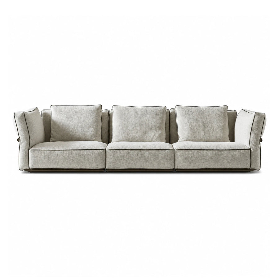 Beige Fabric Modular Sofa with Dark Piping