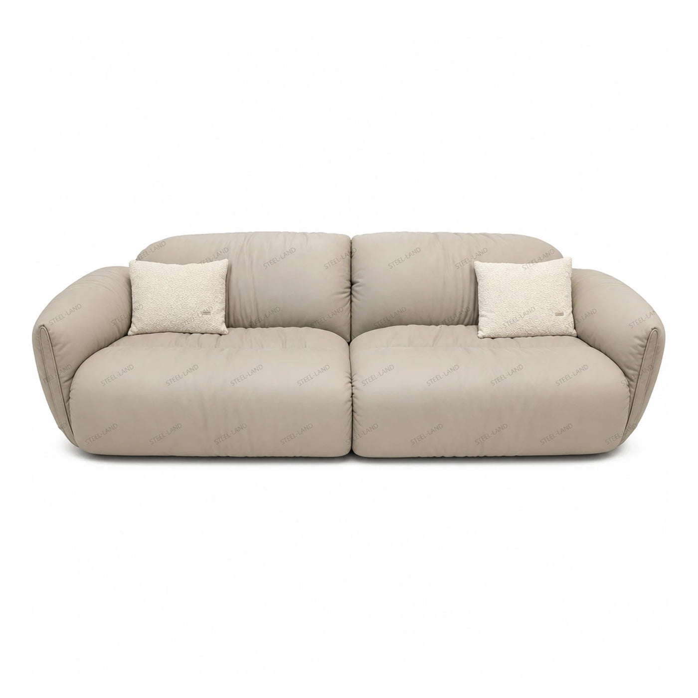 Beige Modular Sofa with Boucle Pillows