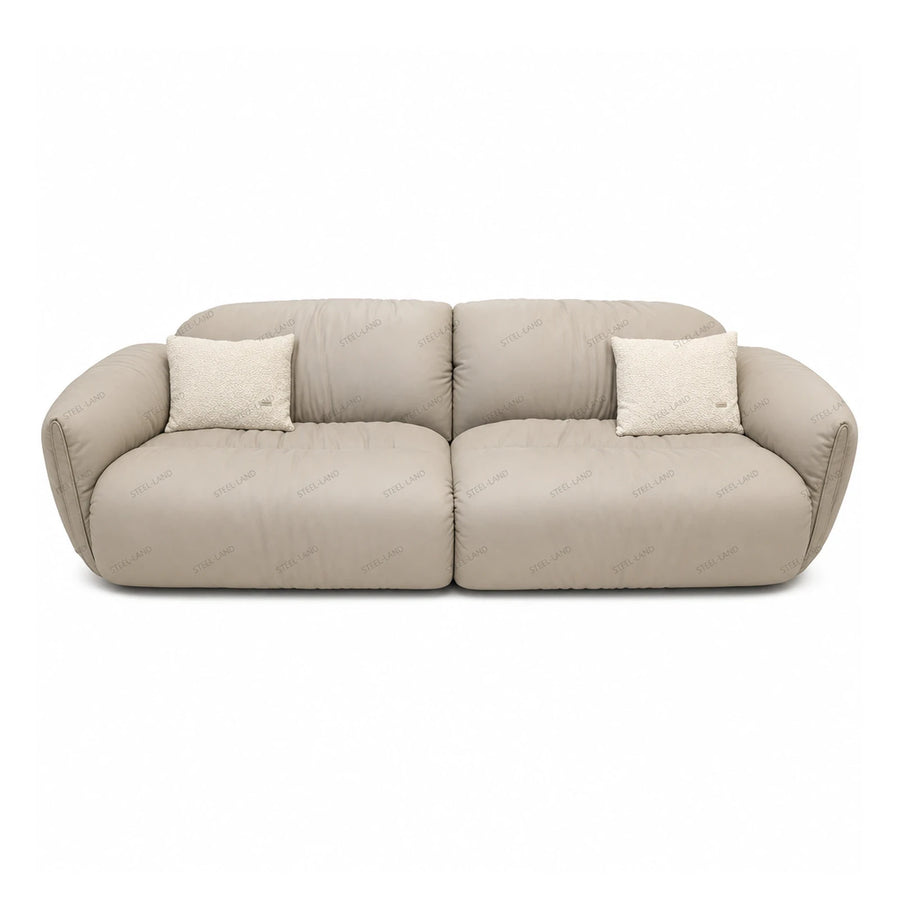 Beige Modular Sofa with Boucle Pillows