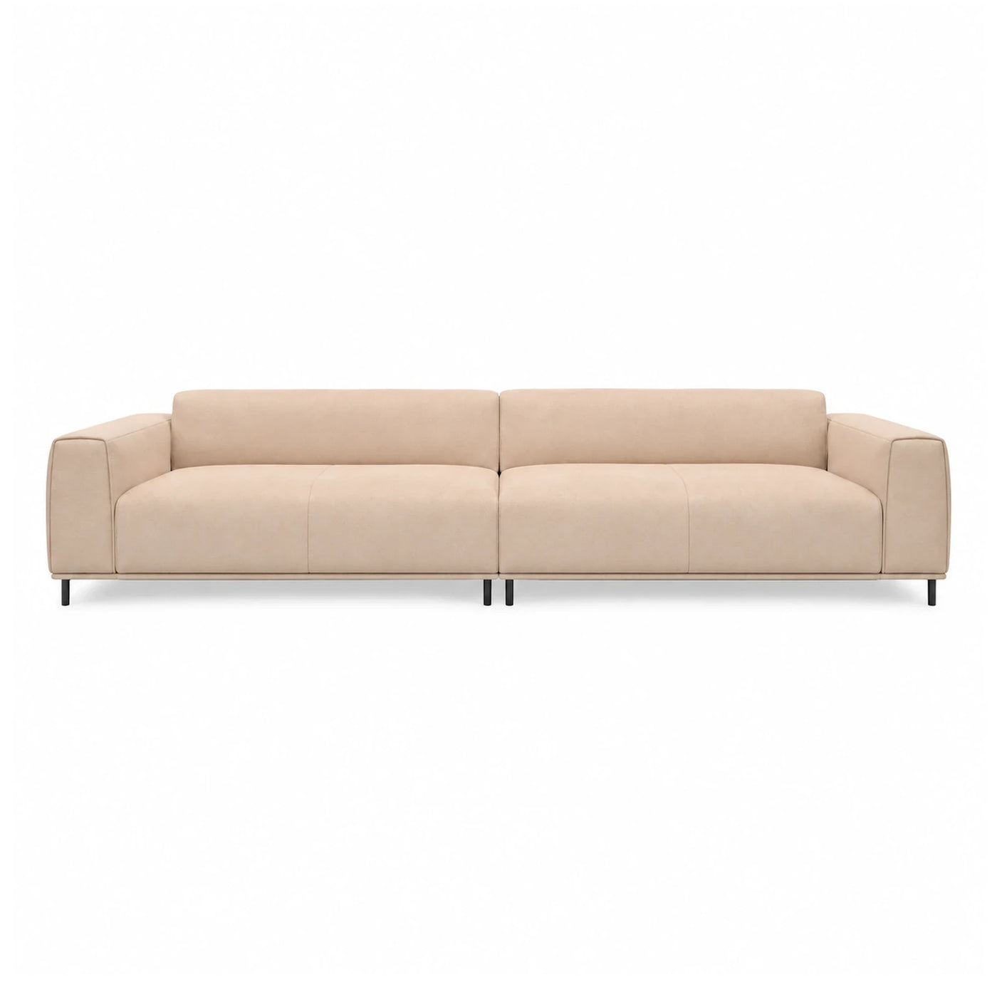 Beige Modular Sofa with Low Profile and Slim Metal Legs