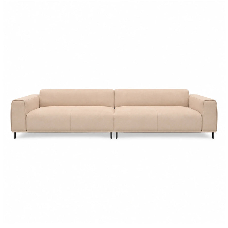 Beige Modular Sofa with Low Profile and Slim Metal Legs