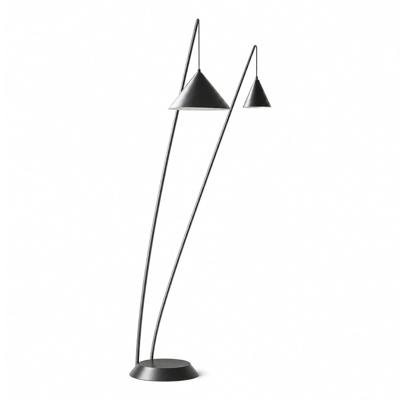 Metal Linear Black Dual Head Floor Lamp with Conical Shades Floor Lamps