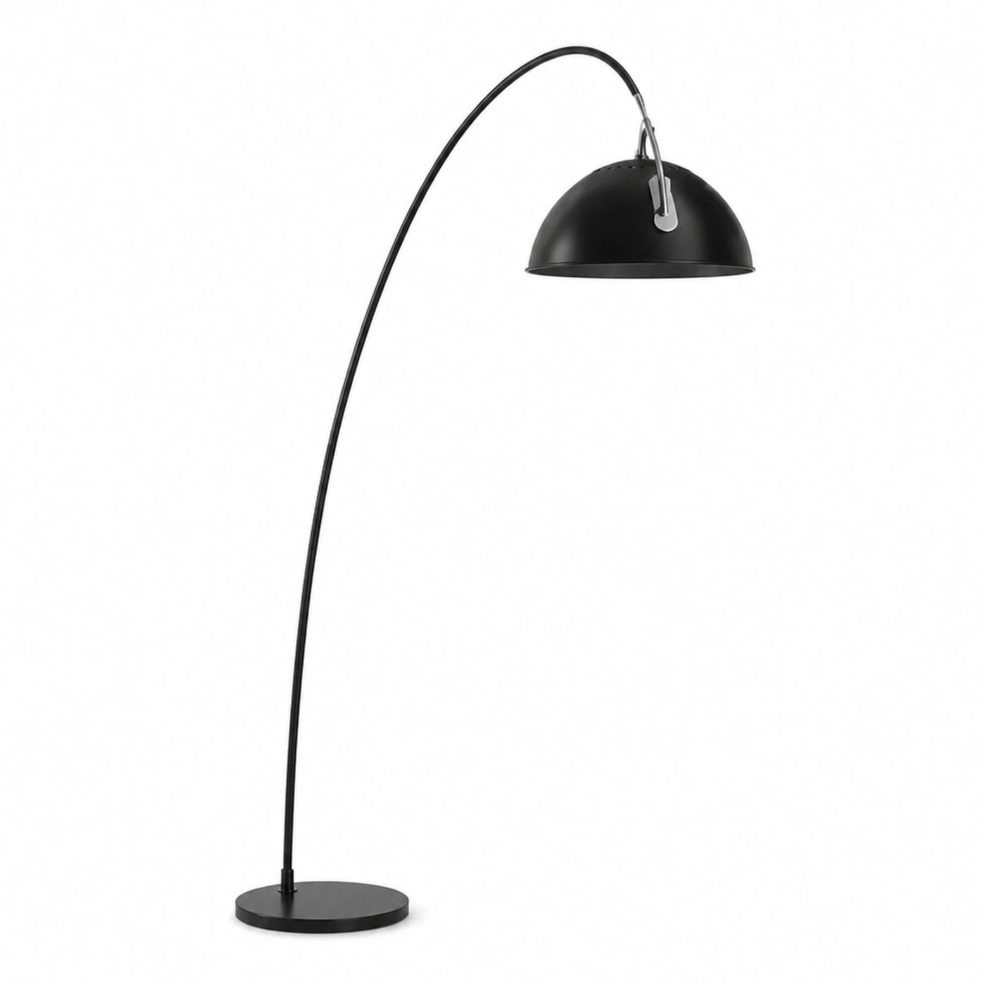 Black Arc Floor Lamp with Dome Shade