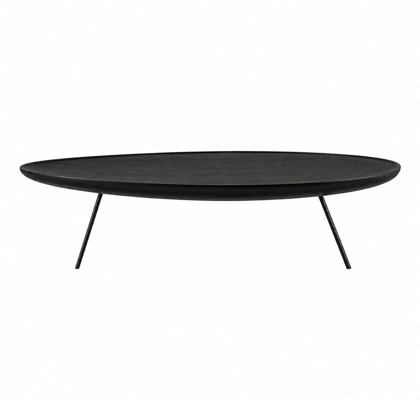 Black Round Coffee Table with Tapered Legs