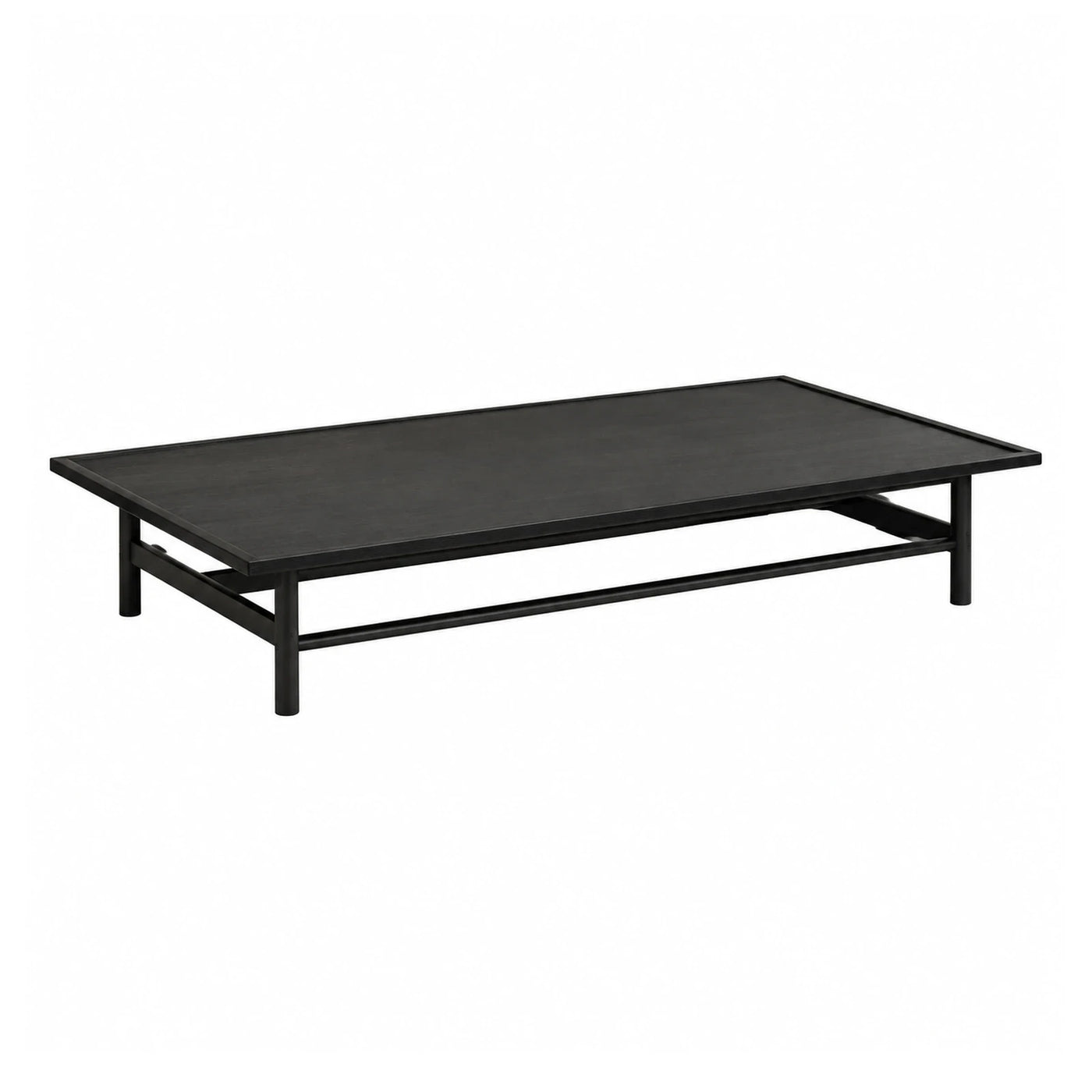Black Rectangular Coffee Table with Metal Frame