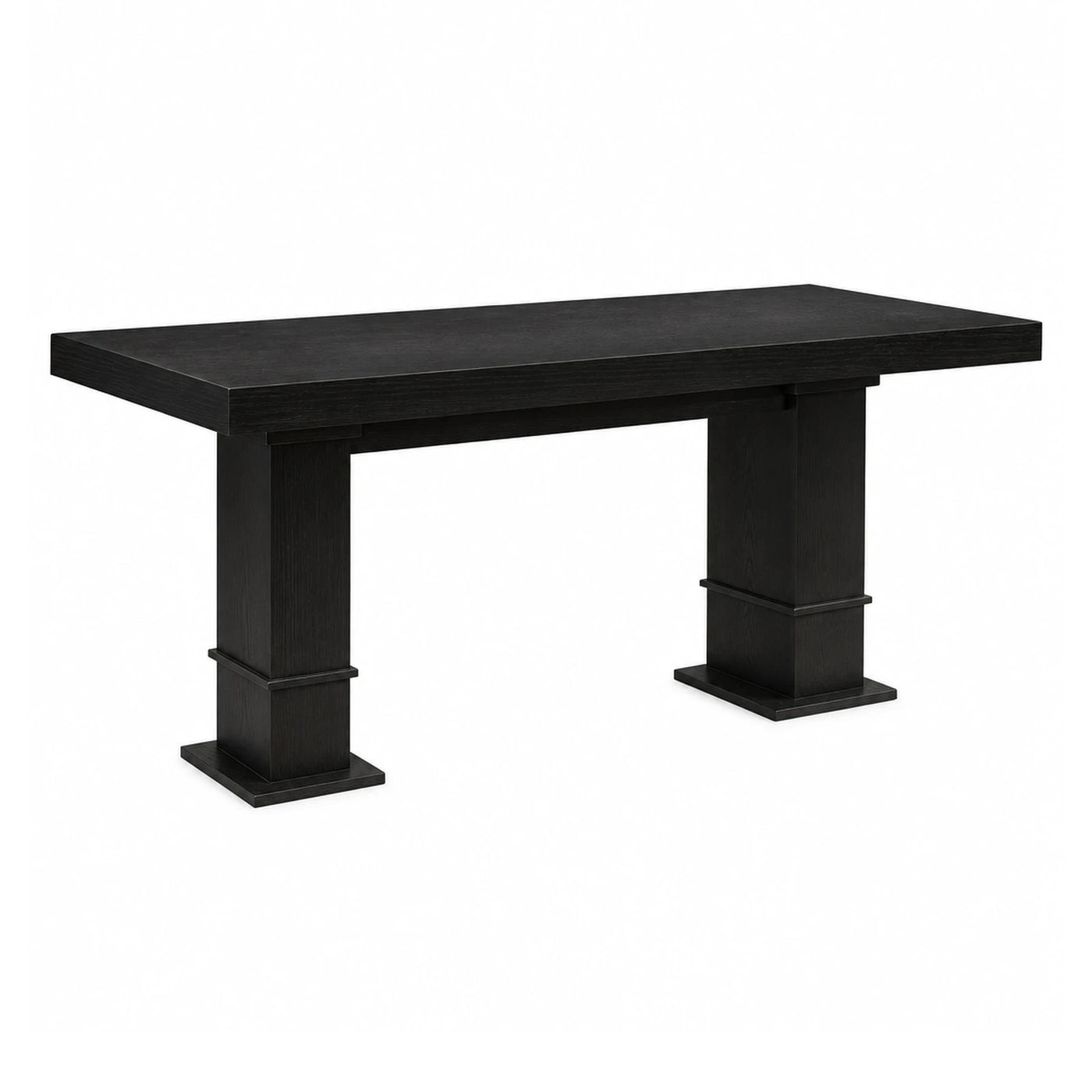 Black Wood Rectangular Dining Table with Pedestal Base